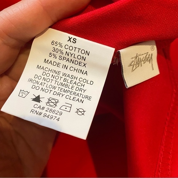 NWT~STUSSY Women Red Britton Solid Interlock Ls Tee Size XS-Rare - Picture 8 of 9